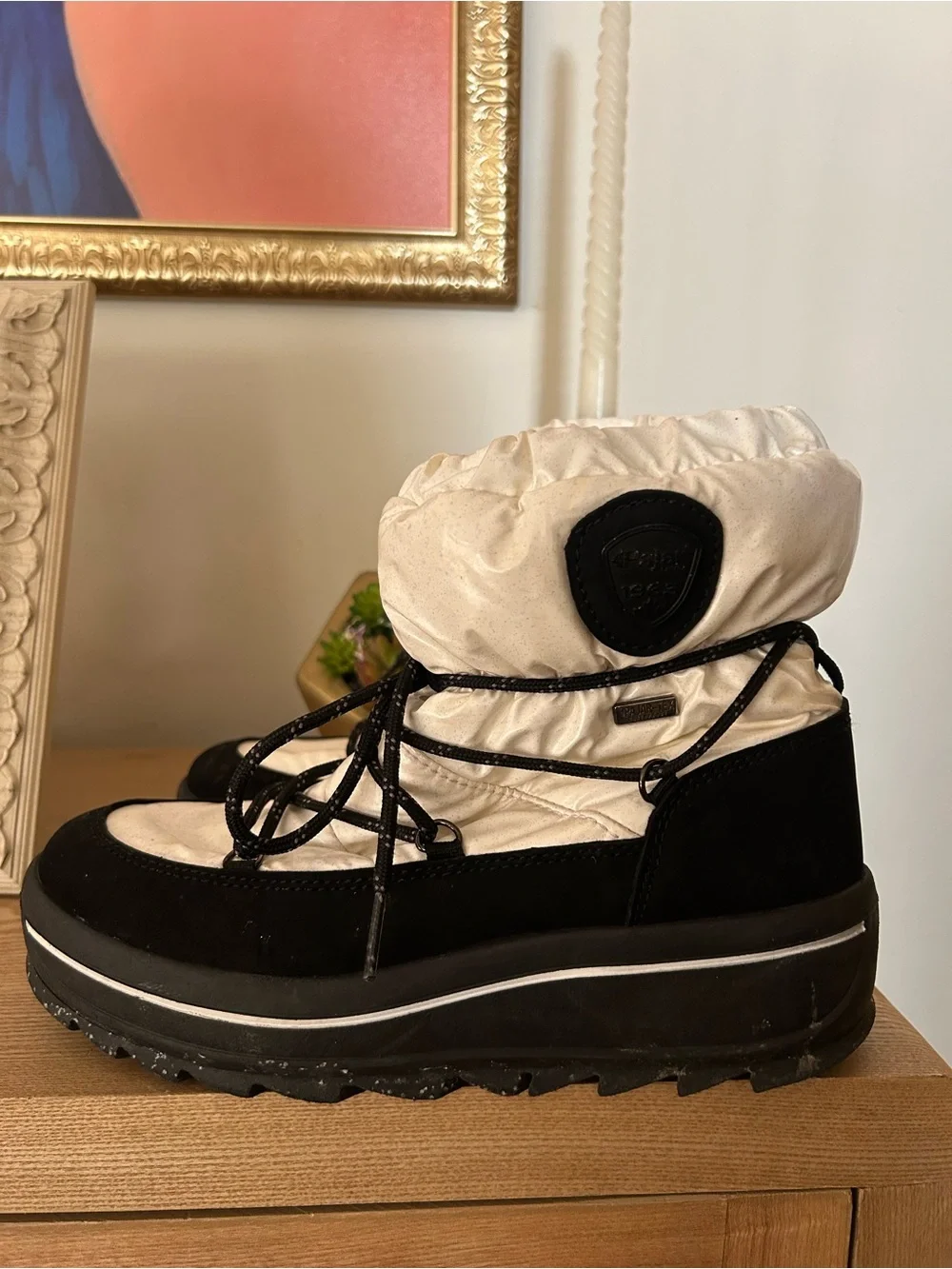 Pajar Taya Alpine Platform Snow Boots Pajar-Tex Black Cream Winter Size 7-7.5